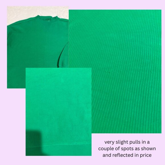 Aerie Big Chill Textured Crewneck Sweater, Bright Green, Size L - Picture 3 of 6